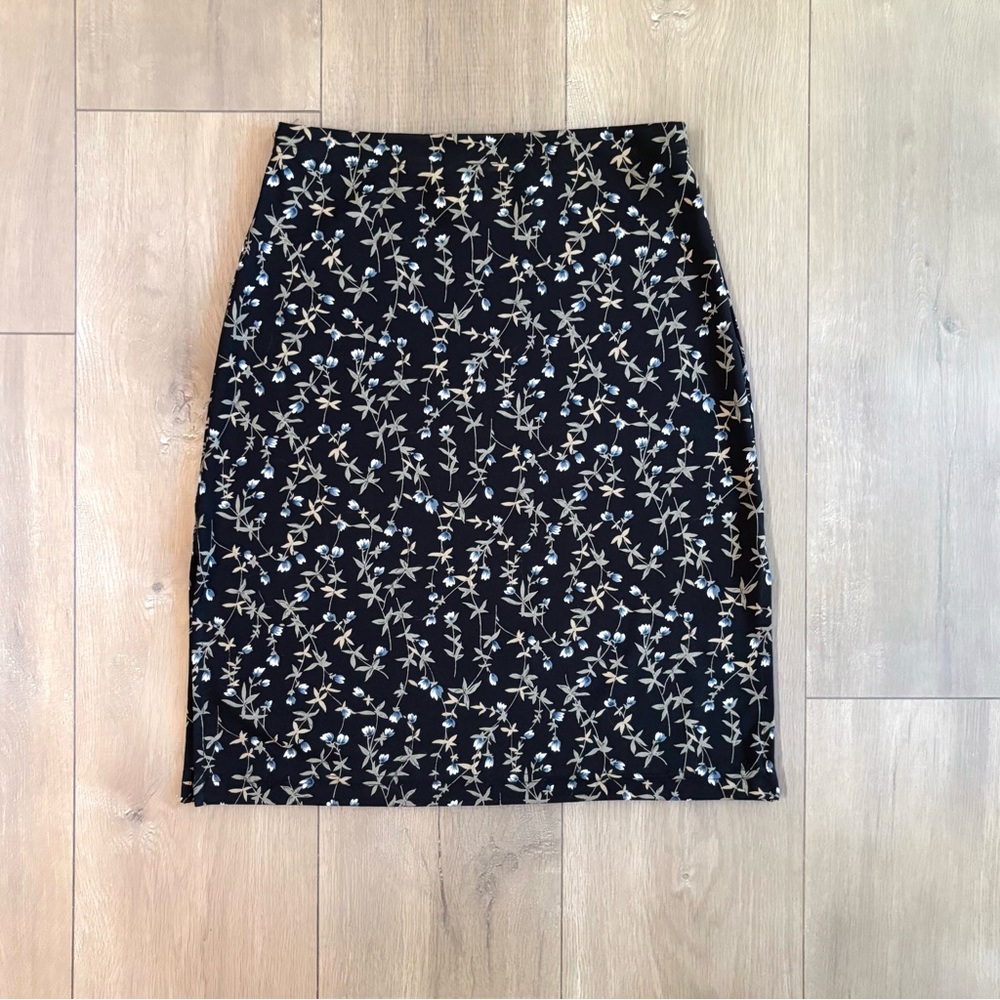 Vintage 1990’s A. Byer Black Floral Slip Skirt S Y2k Grunge Whimsygoth
